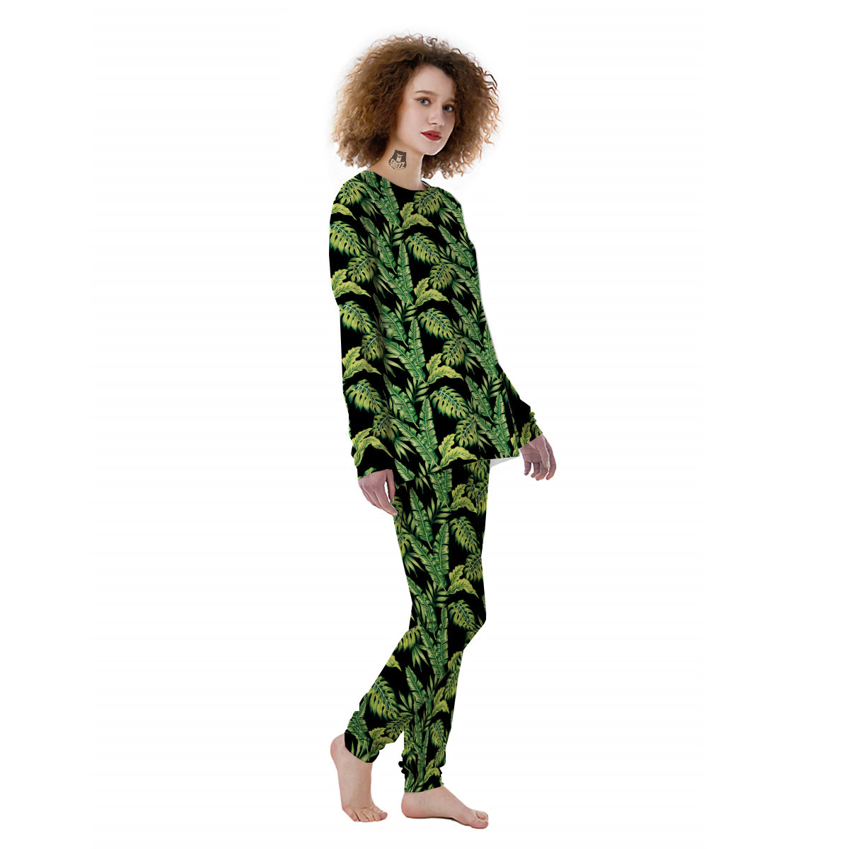 Banana Palm Leaf Print Pattern Women's Pajamas-grizzshop