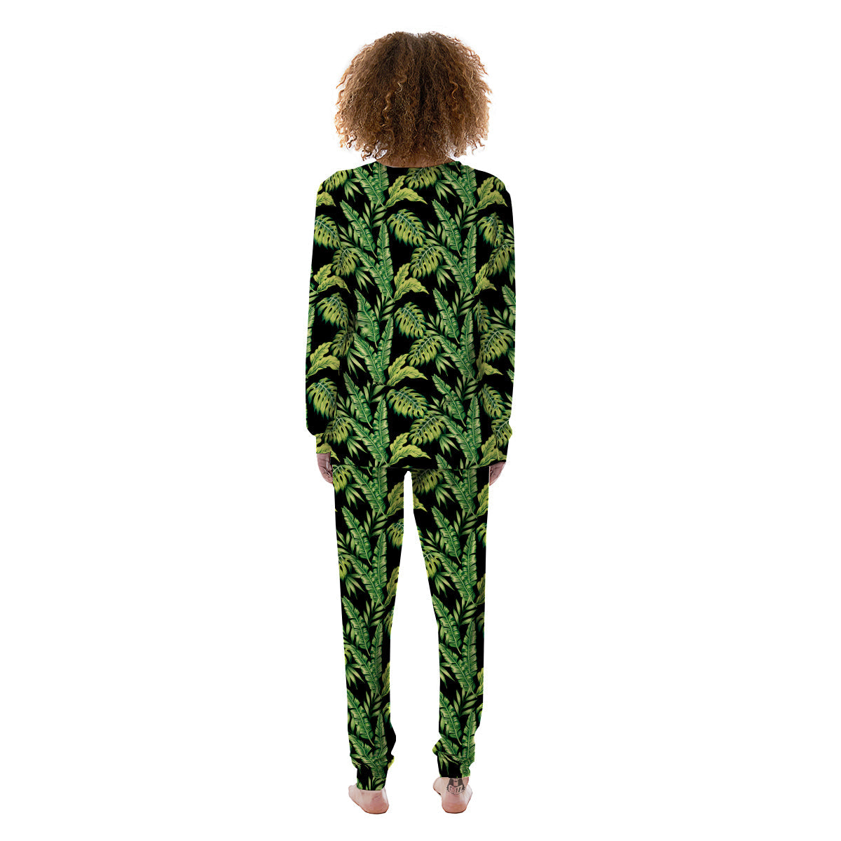 Banana Palm Leaf Print Pattern Women's Pajamas-grizzshop