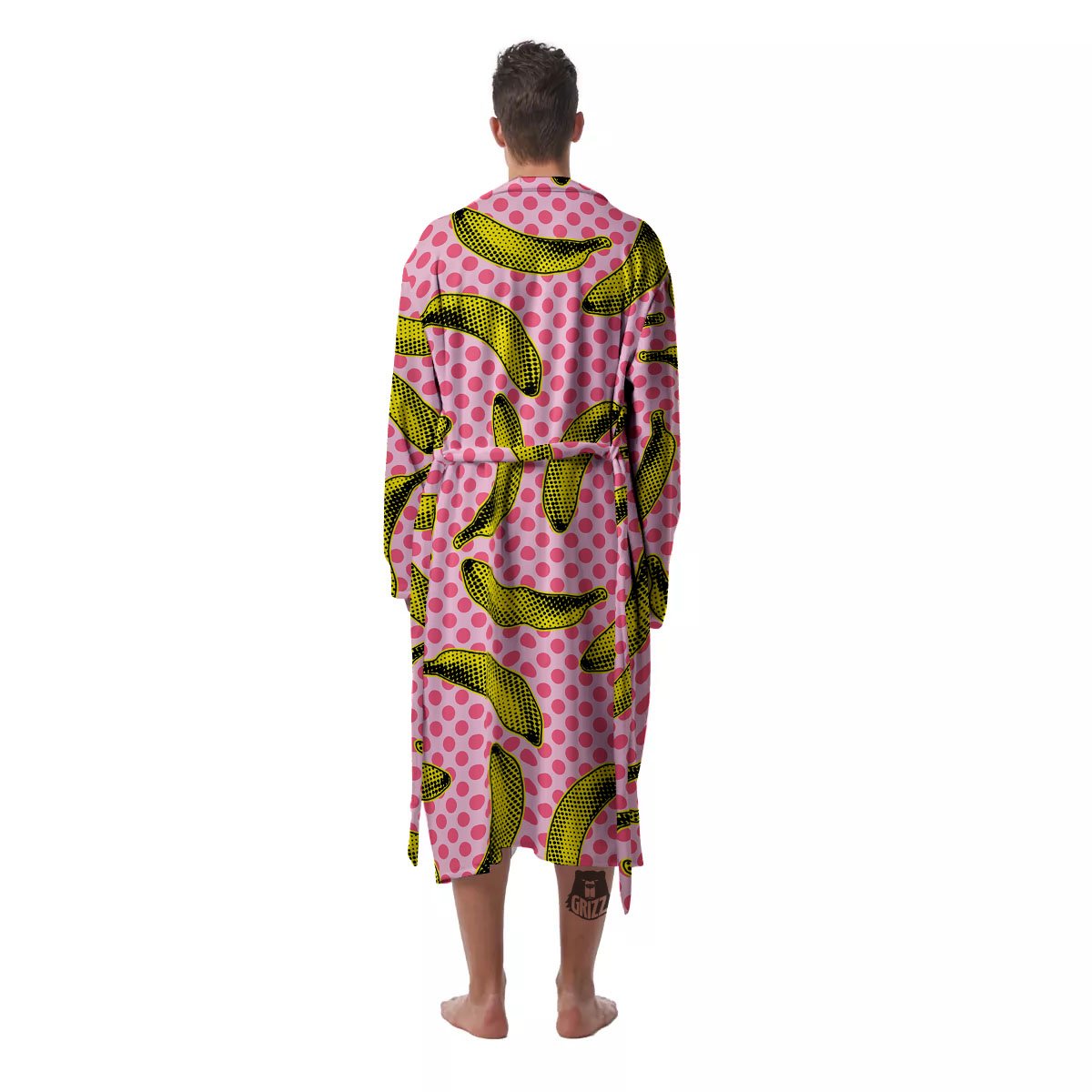 Banana Polka Dot Print Pattern Men's Robe-grizzshop