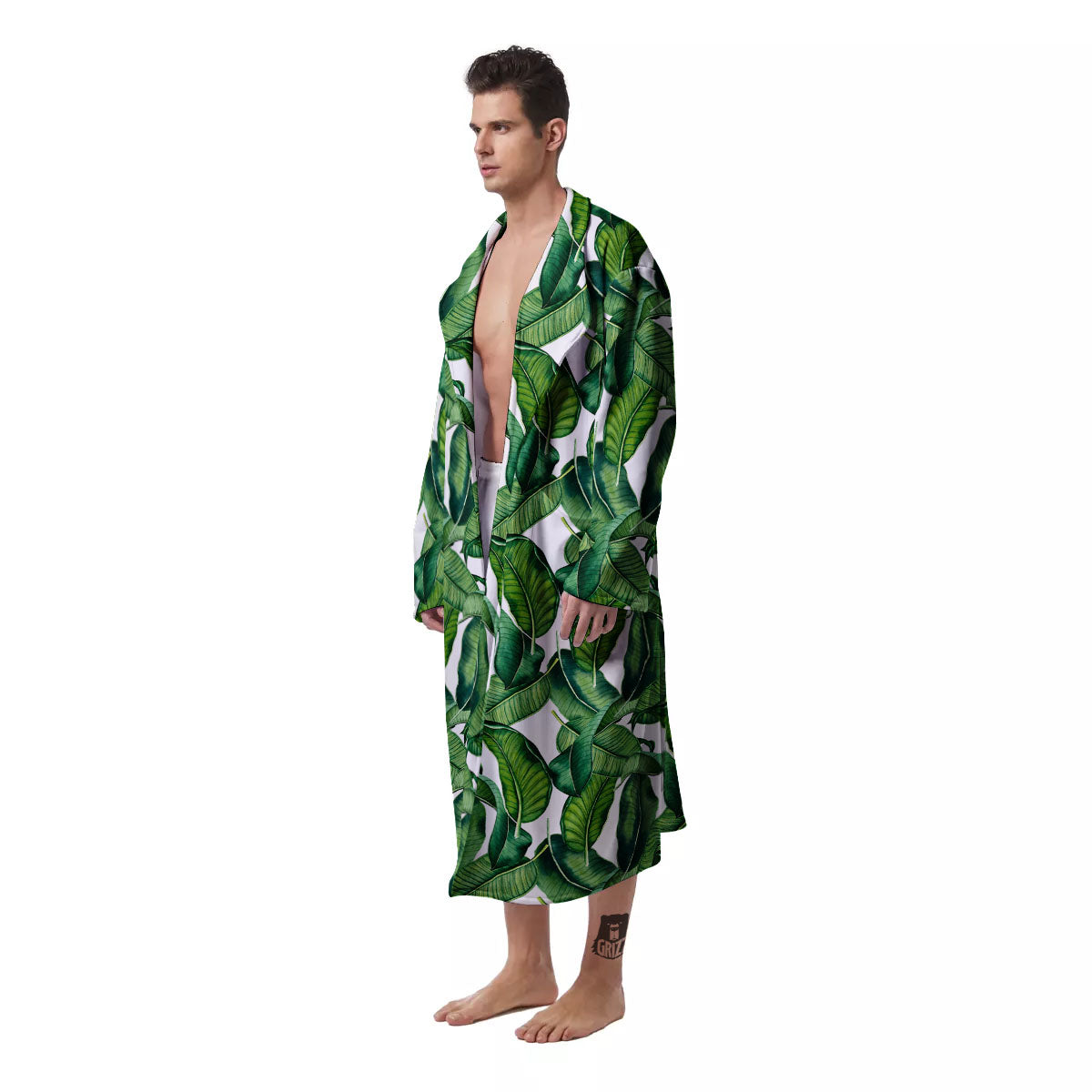 Banana Tropical Green Print Pattern Men's Robe-grizzshop