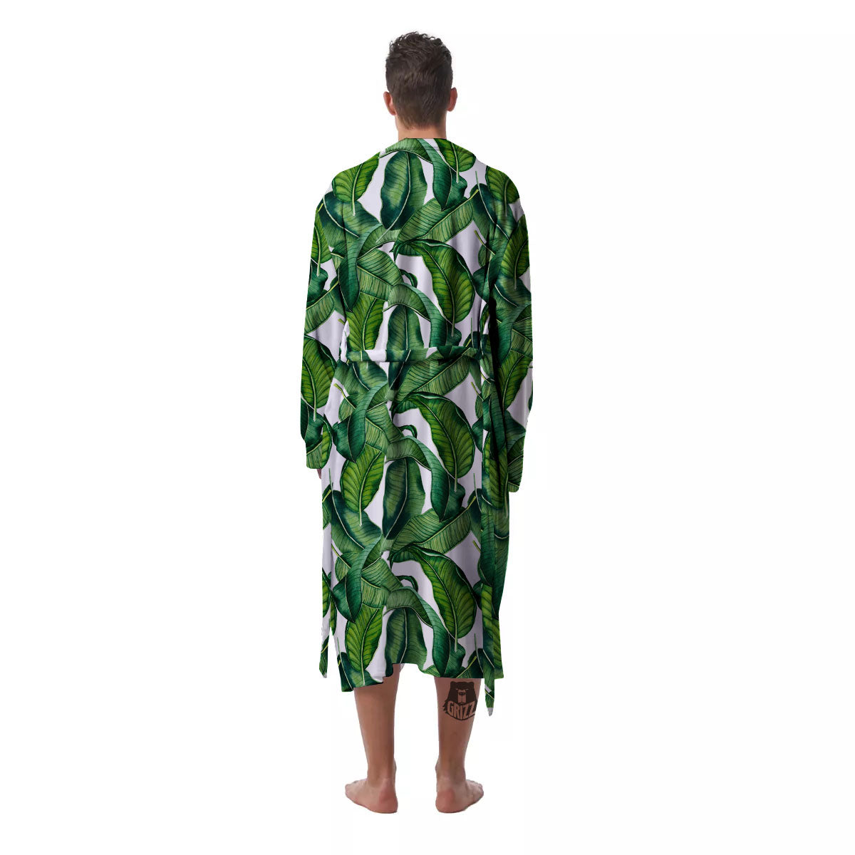 Banana Tropical Green Print Pattern Men's Robe-grizzshop