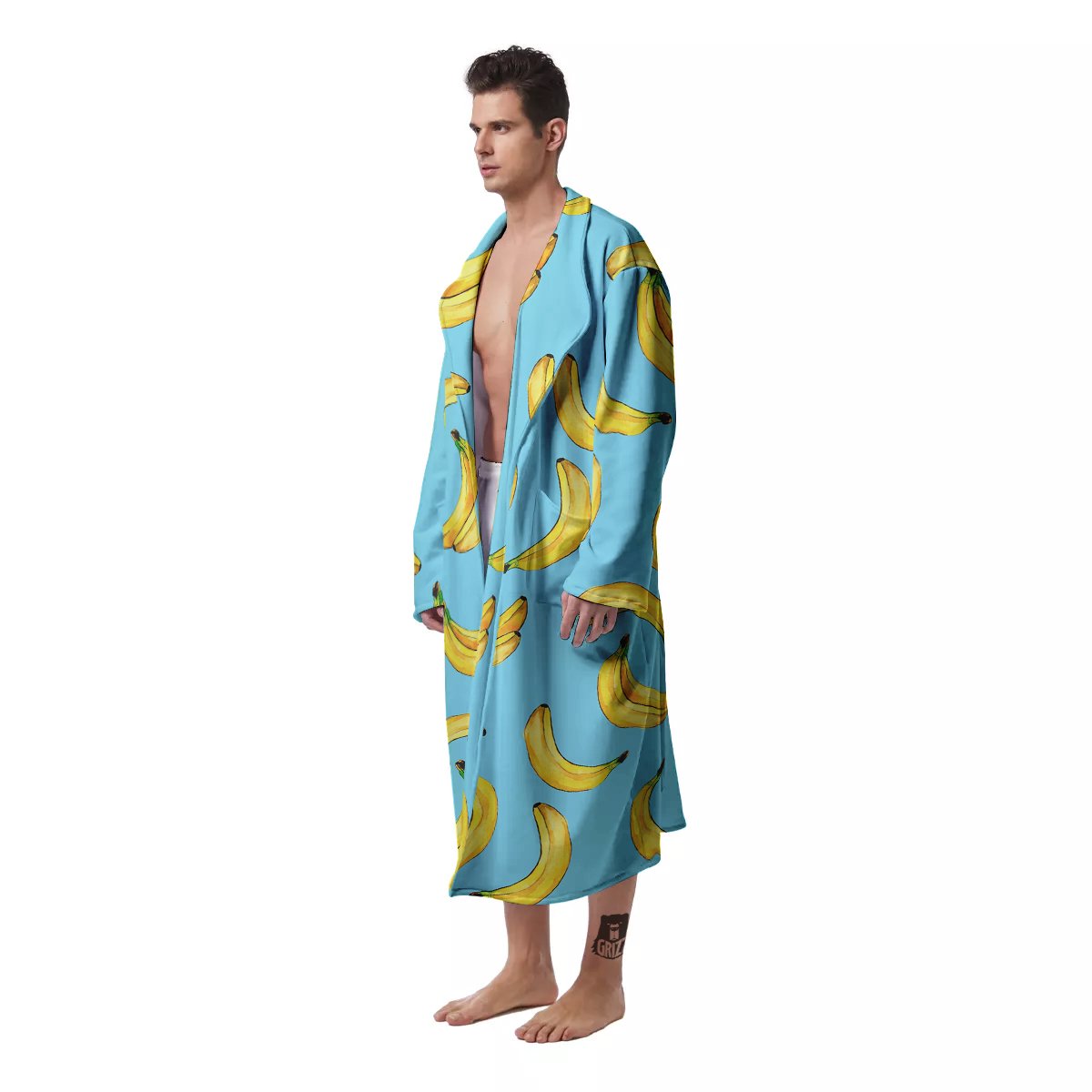 Banana Watercolor Print Pattern Men's Robe-grizzshop