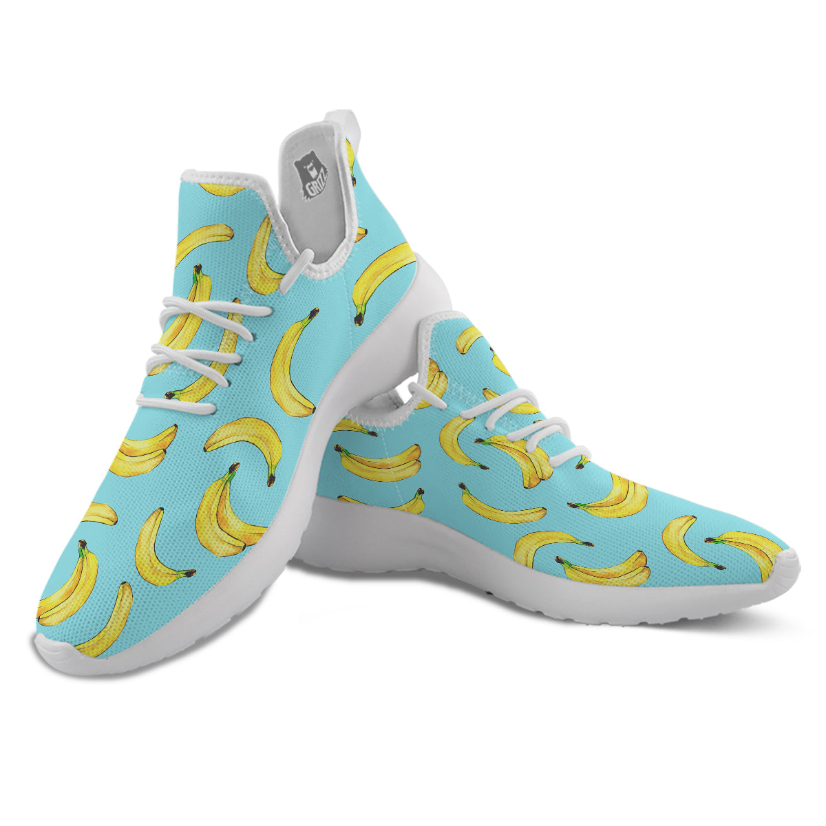 Banana Watercolor Print Pattern White Athletic Shoes-grizzshop