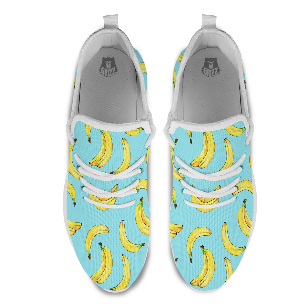 Banana Watercolor Print Pattern White Athletic Shoes-grizzshop