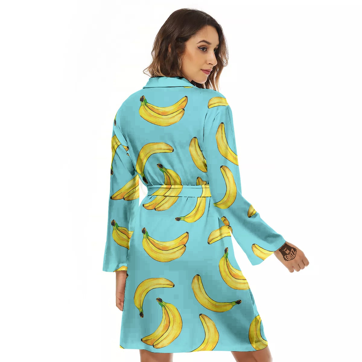 Banana Watercolor Print Pattern Women's Robe-grizzshop
