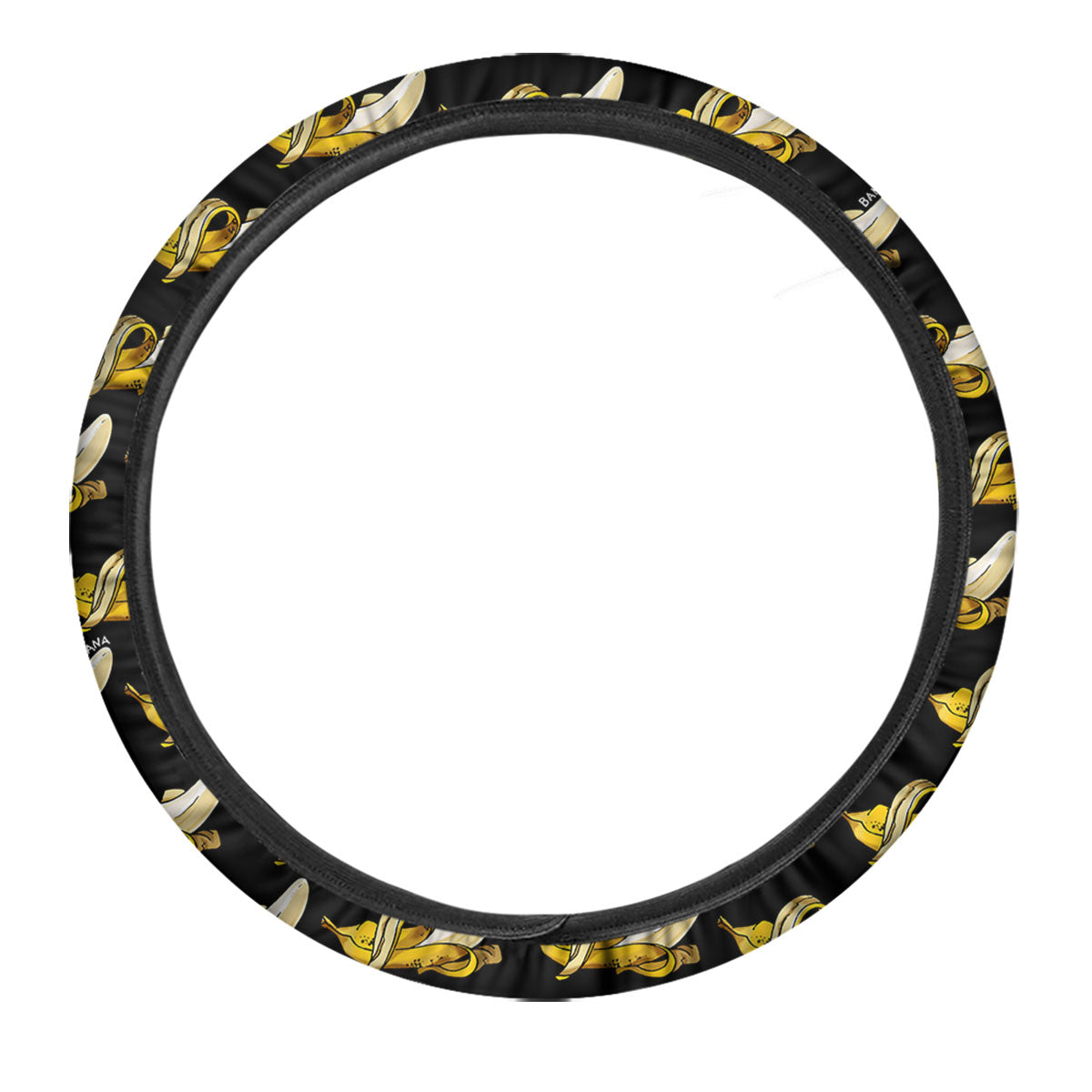 Banana Yellow And Black Print Pattern Car Steering Wheel Cover-grizzshop
