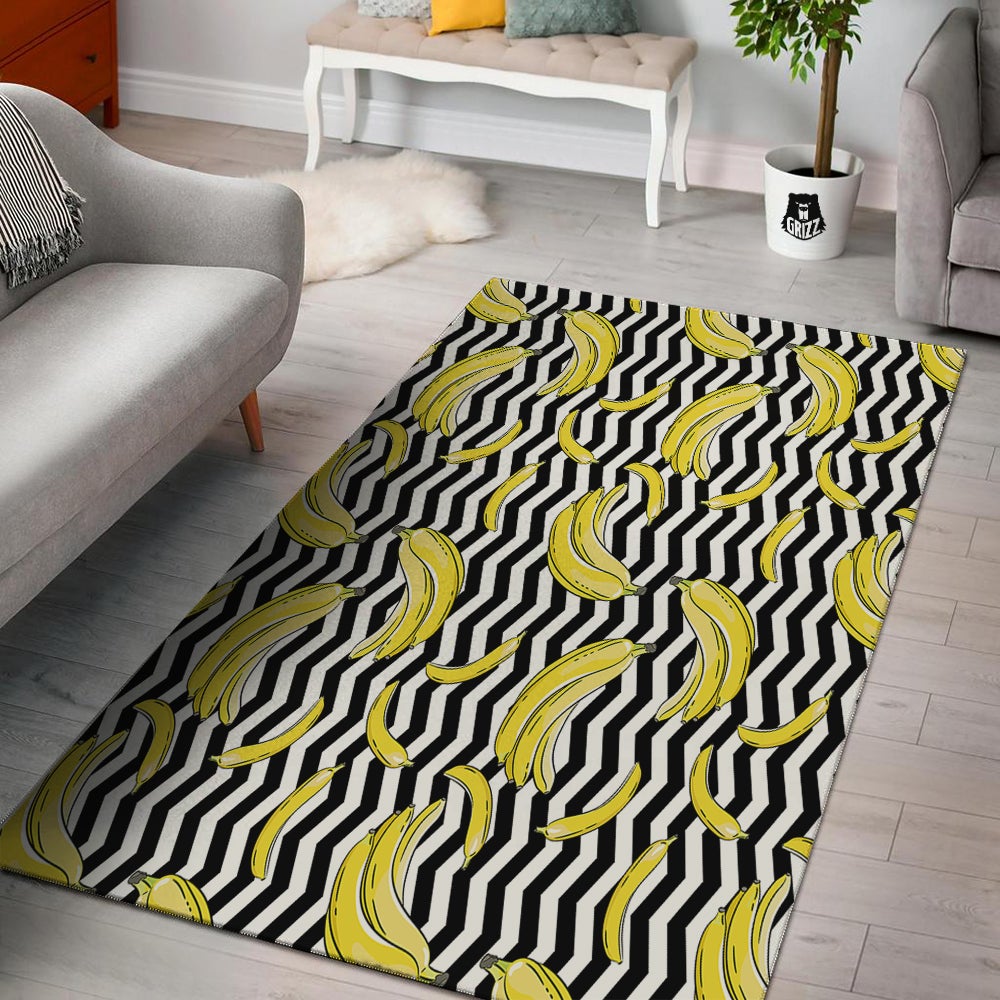 Banana Zigzag Print Pattern Floor Mat-grizzshop