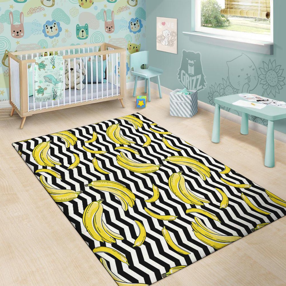 Banana Zigzag Print Pattern Floor Mat-grizzshop