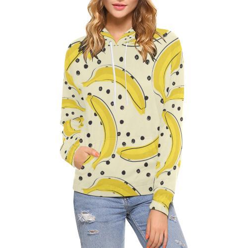Banana Dot Pattern Print Women Pullover Hoodie-grizzshop