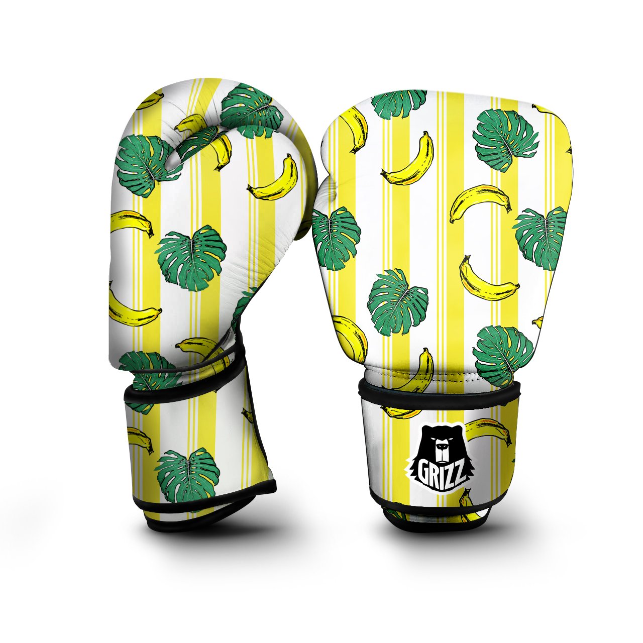 Banana Geometric Yellow Print Pattern Boxing Gloves-grizzshop