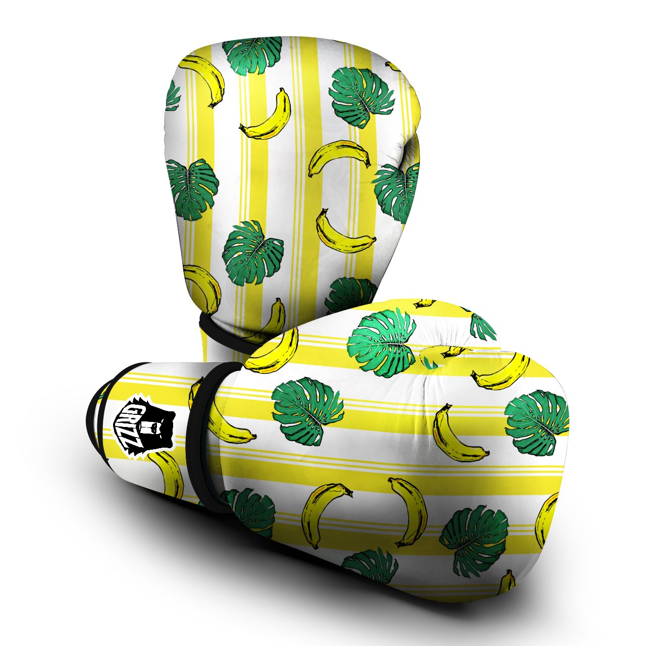 Banana Geometric Yellow Print Pattern Boxing Gloves-grizzshop