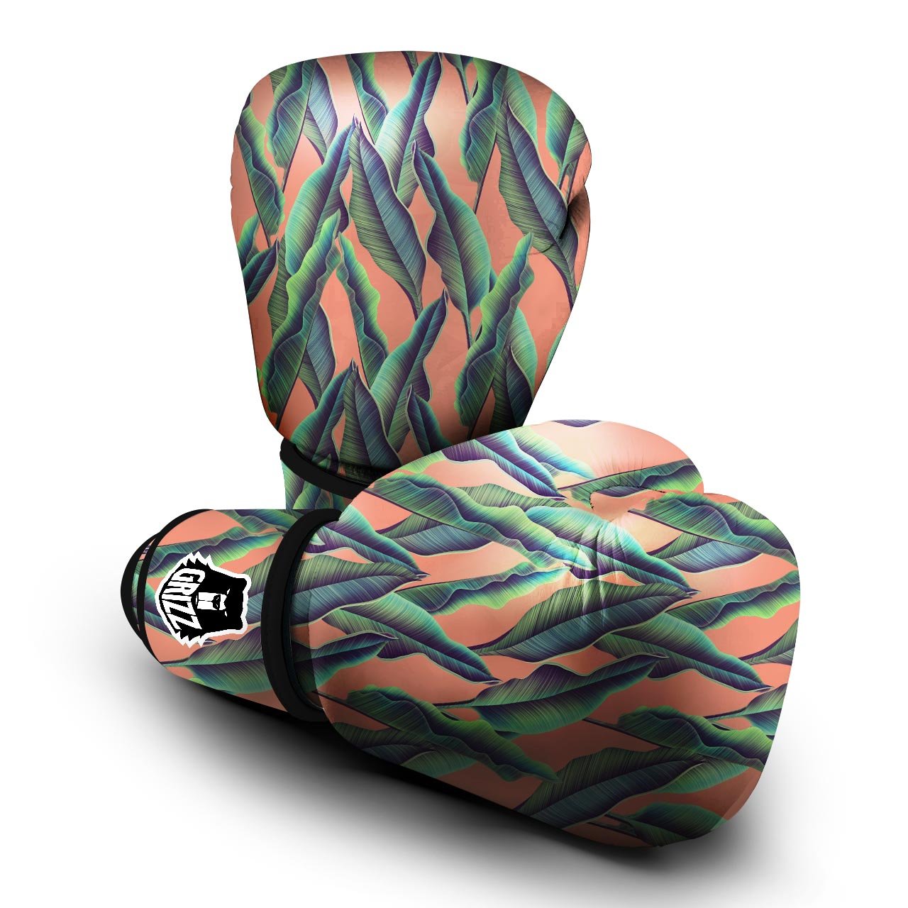 Banana Leaf Tropical Print Pattern Boxing Gloves-grizzshop