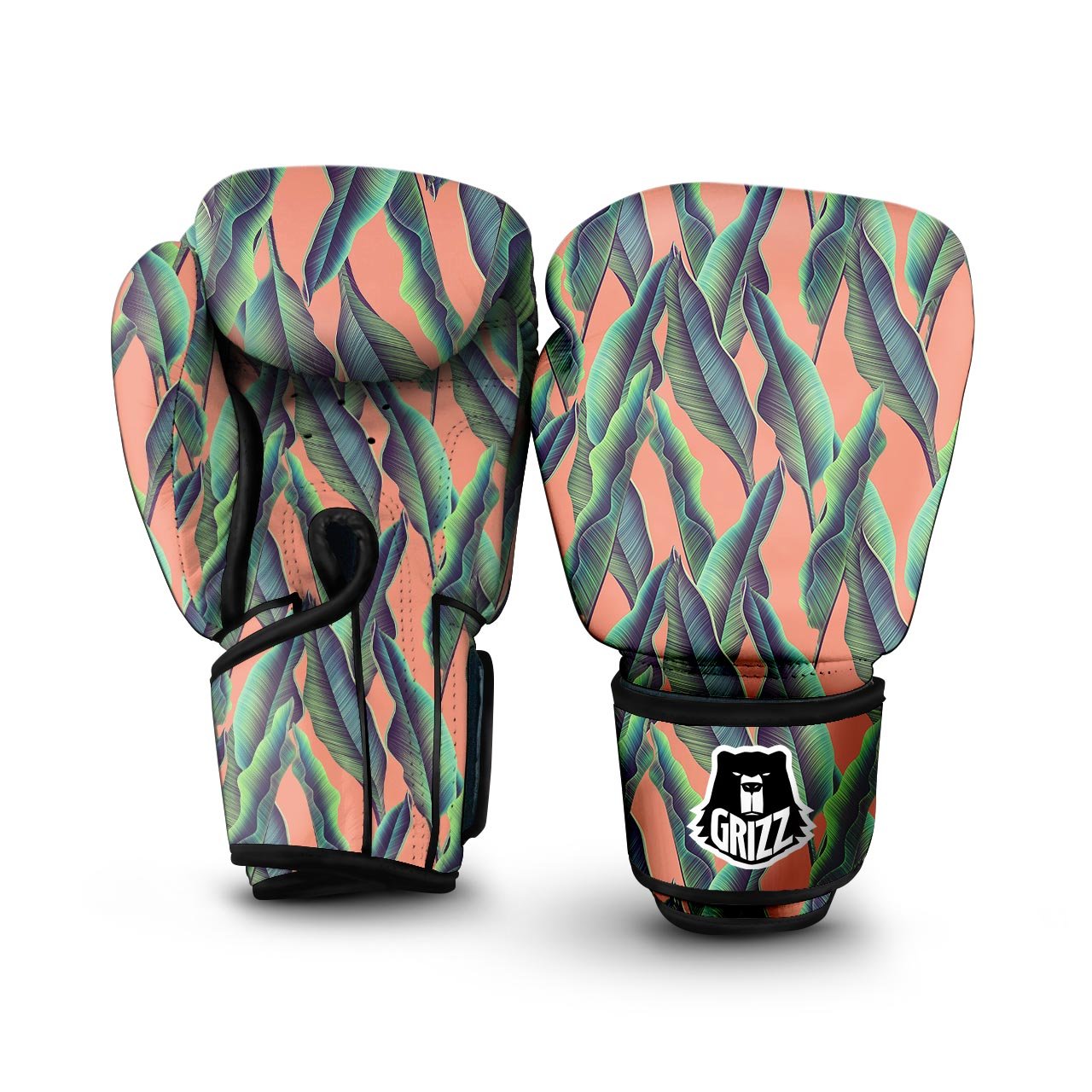 Banana Leaf Tropical Print Pattern Boxing Gloves-grizzshop