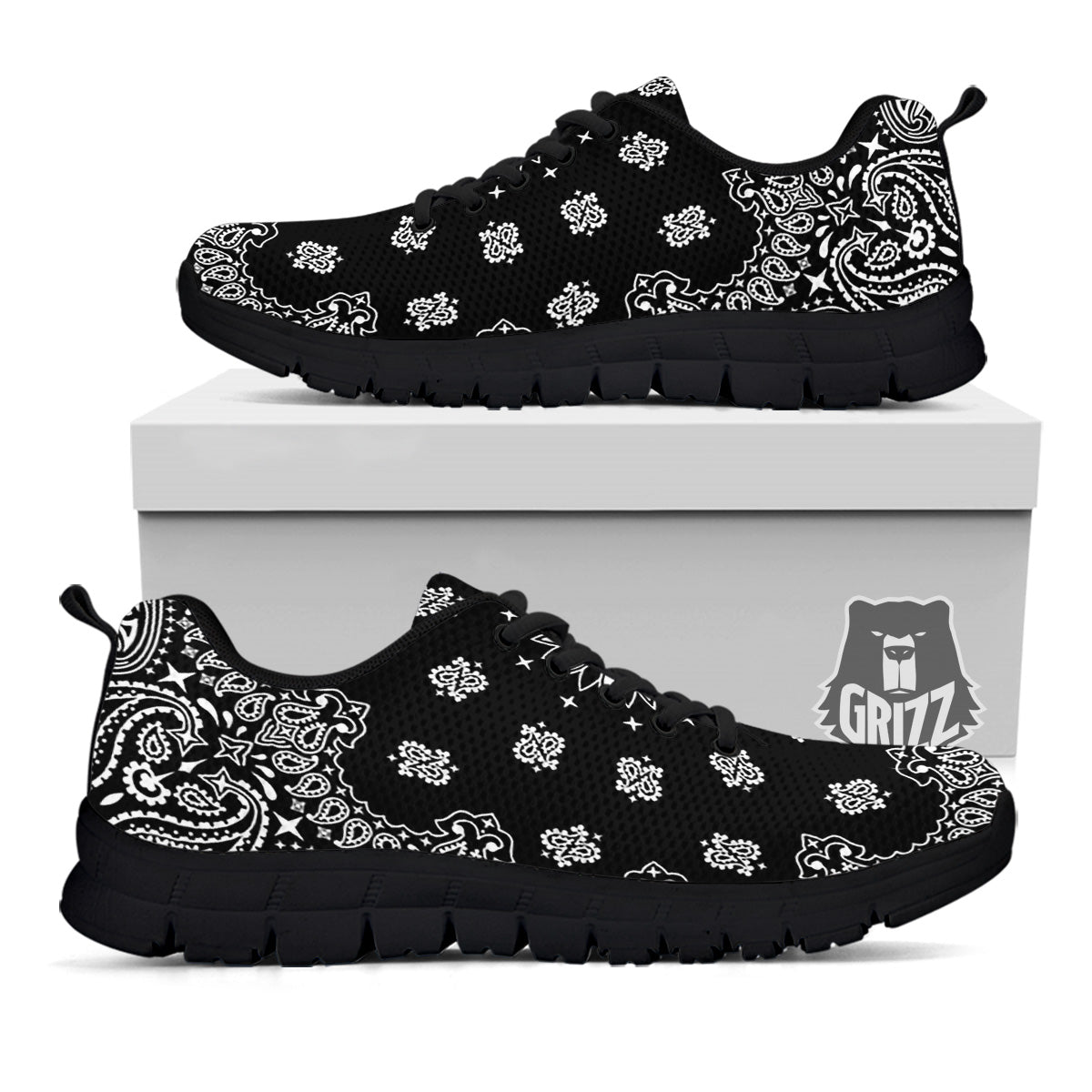 Bandana Black Paisley Print Black Sneaker-grizzshop