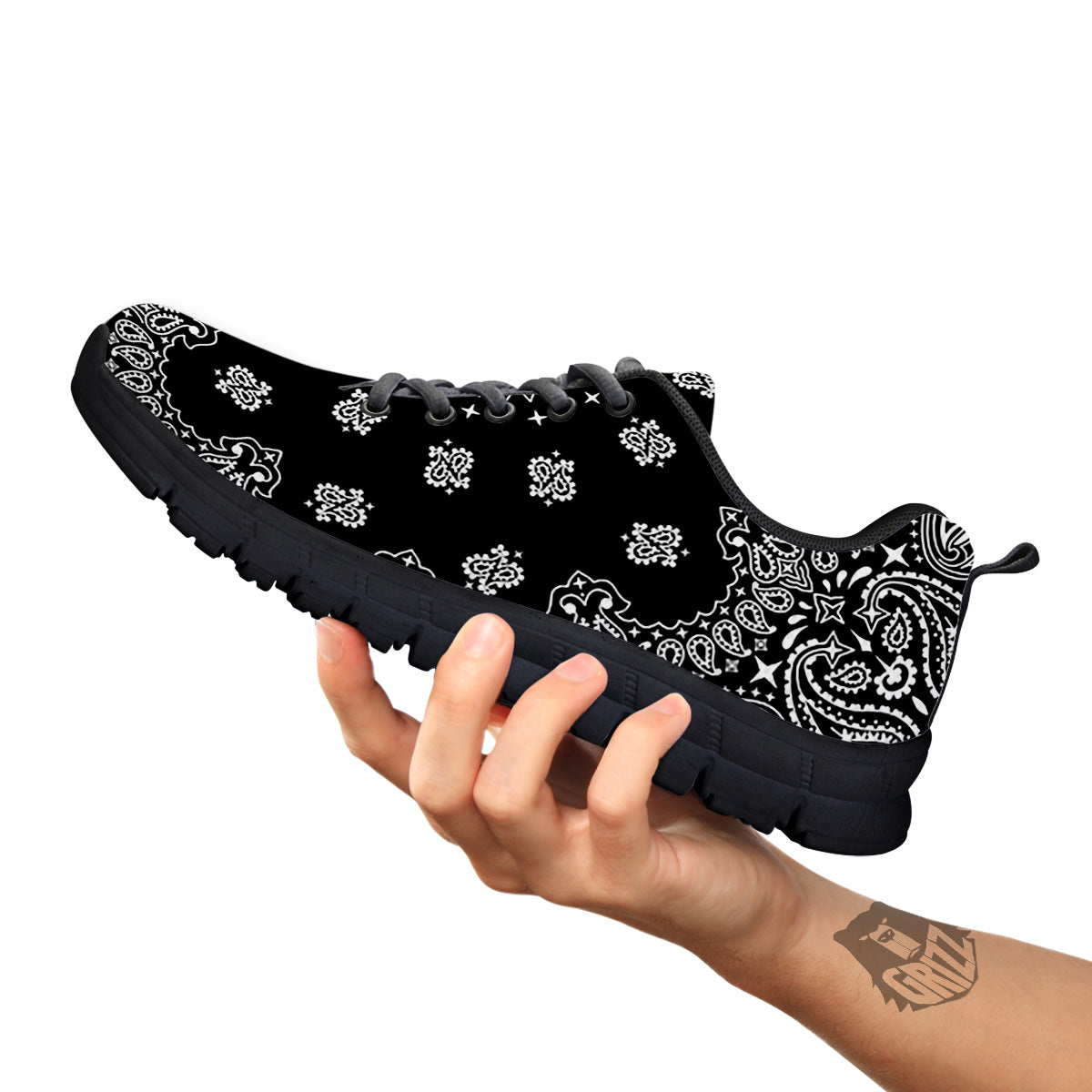 Bandana Black Paisley Print Black Sneaker-grizzshop
