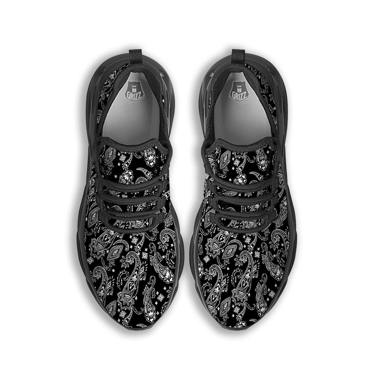Bandana Black Paisley Print Pattern Black Running Shoes-grizzshop