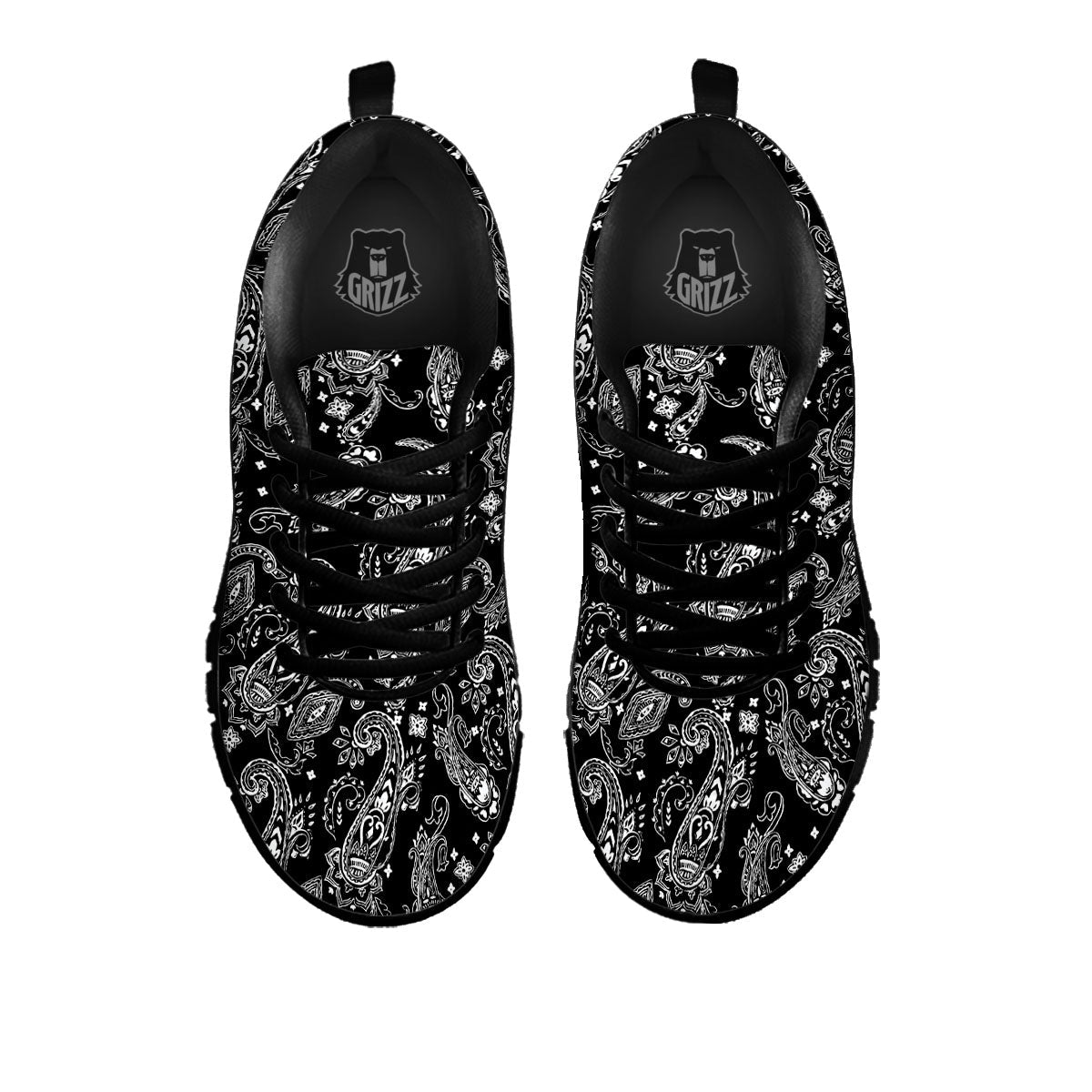 Bandana Black Paisley Print Pattern Black Sneaker-grizzshop