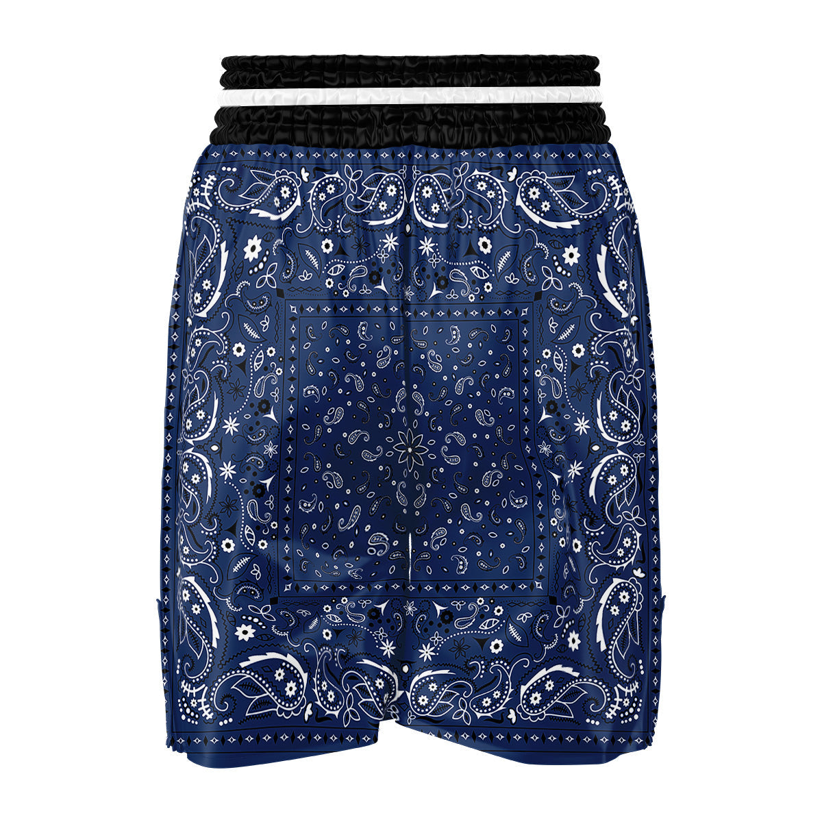 Bandana Blue Paisley Print Boxing Shorts-grizzshop