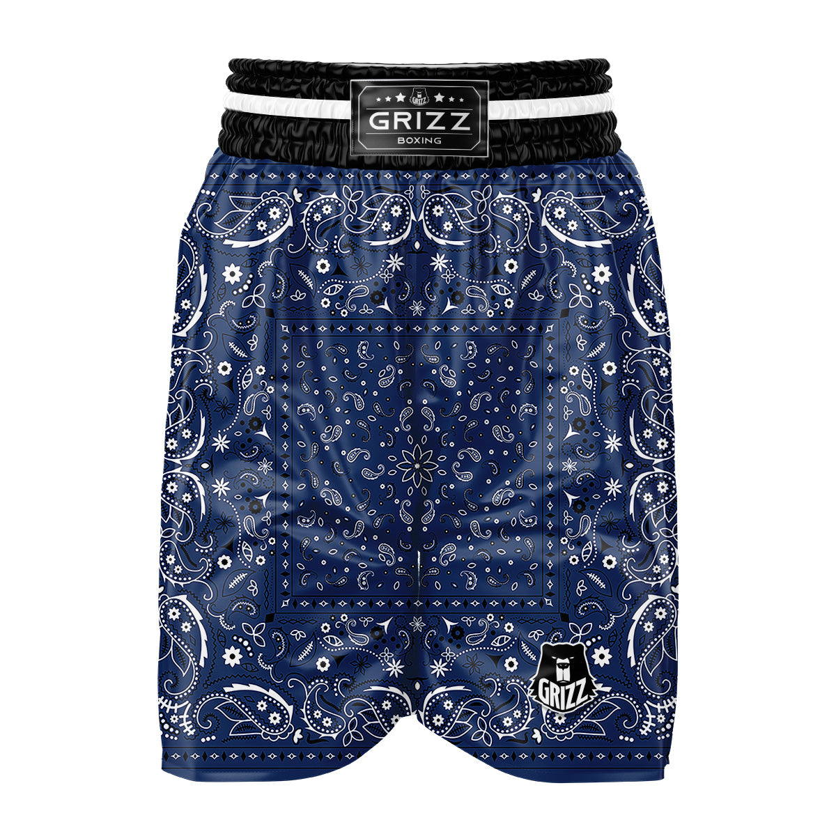 Bandana Blue Paisley Print Boxing Shorts-grizzshop