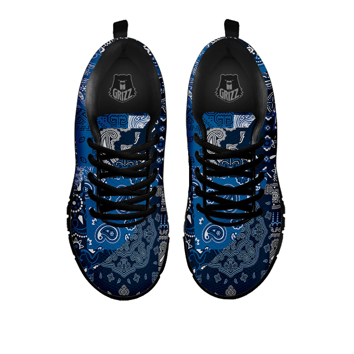 Bandana Blue Paisley Print Pattern Black Sneaker-grizzshop