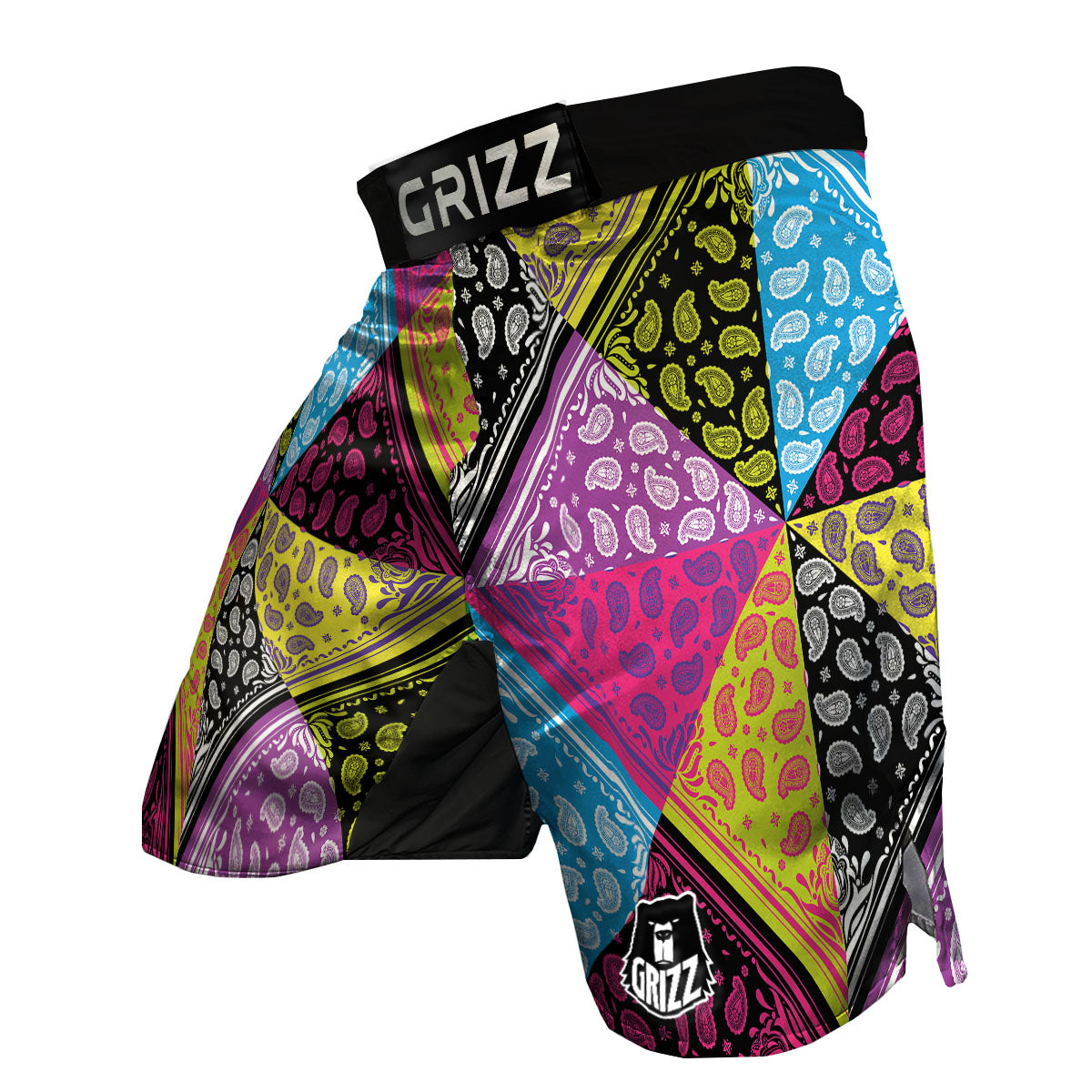 Bandana Paisley Colorful Square Print MMA Shorts-grizzshop
