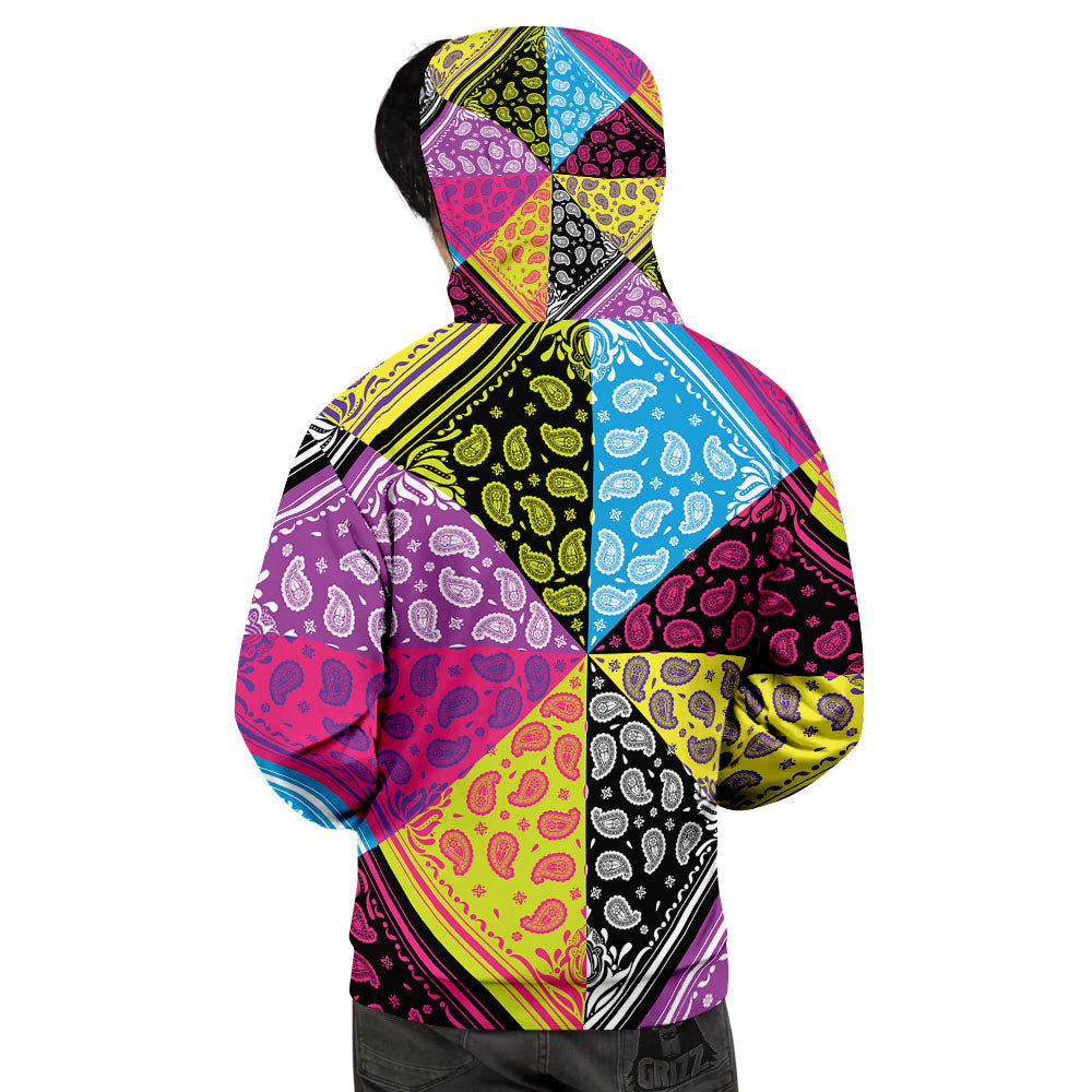 Bandana Paisley Colorful Square Print Men's Hoodie-grizzshop