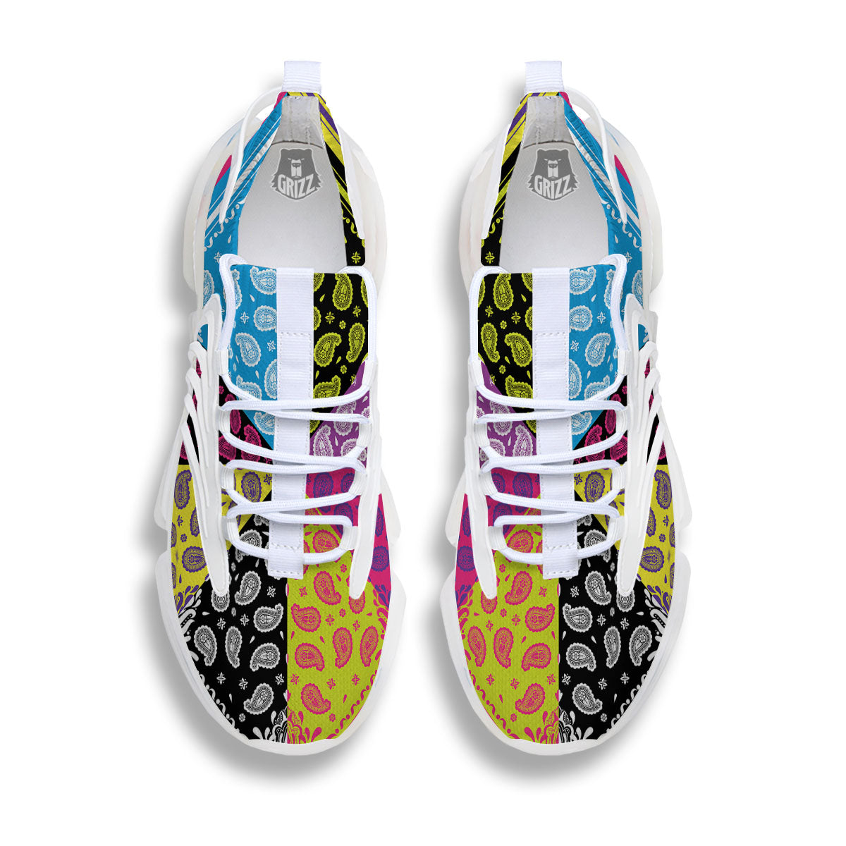 Bandana Paisley Colorful Square Print White Gym Shoes-grizzshop