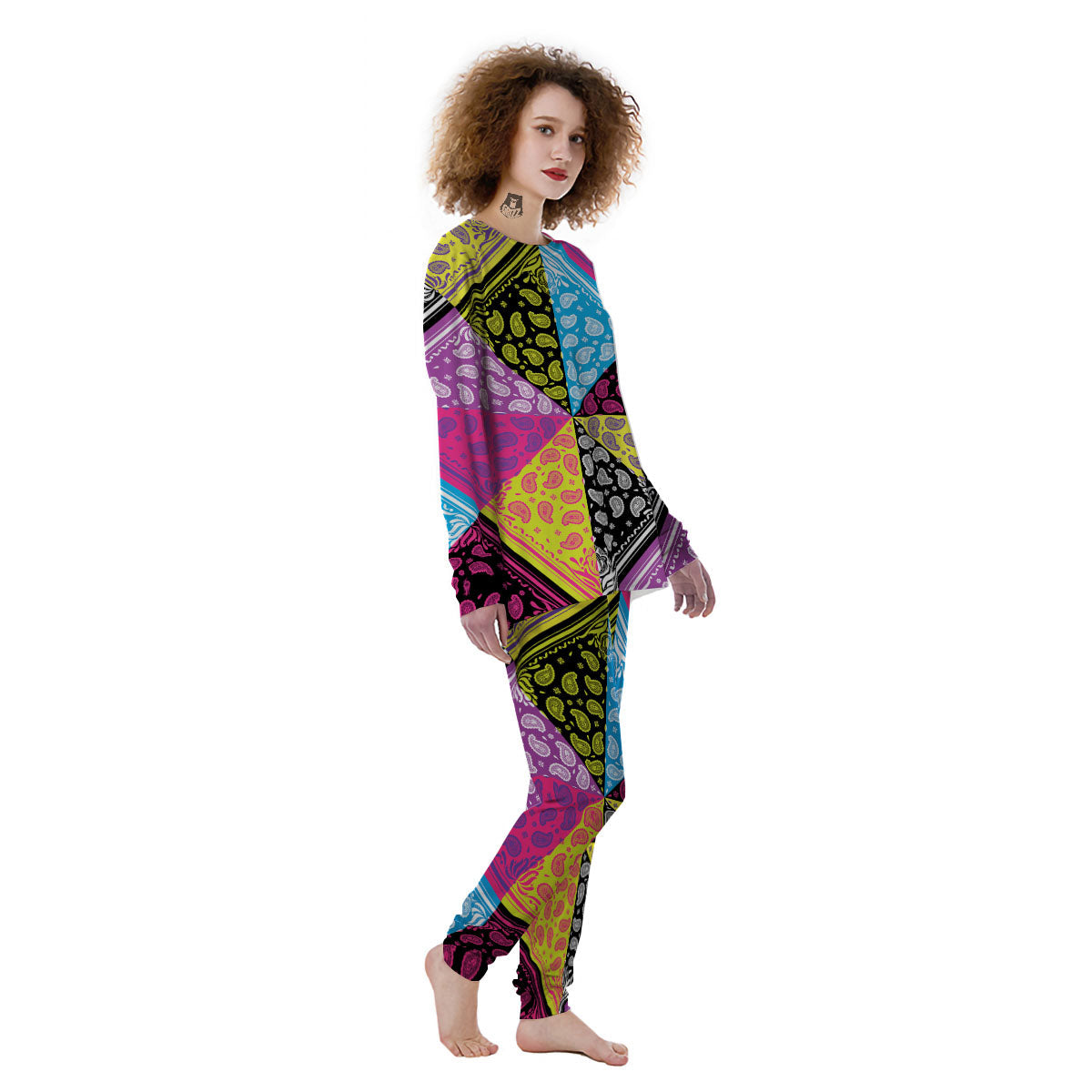 Bandana Paisley Colorful Square Print Women's Pajamas-grizzshop