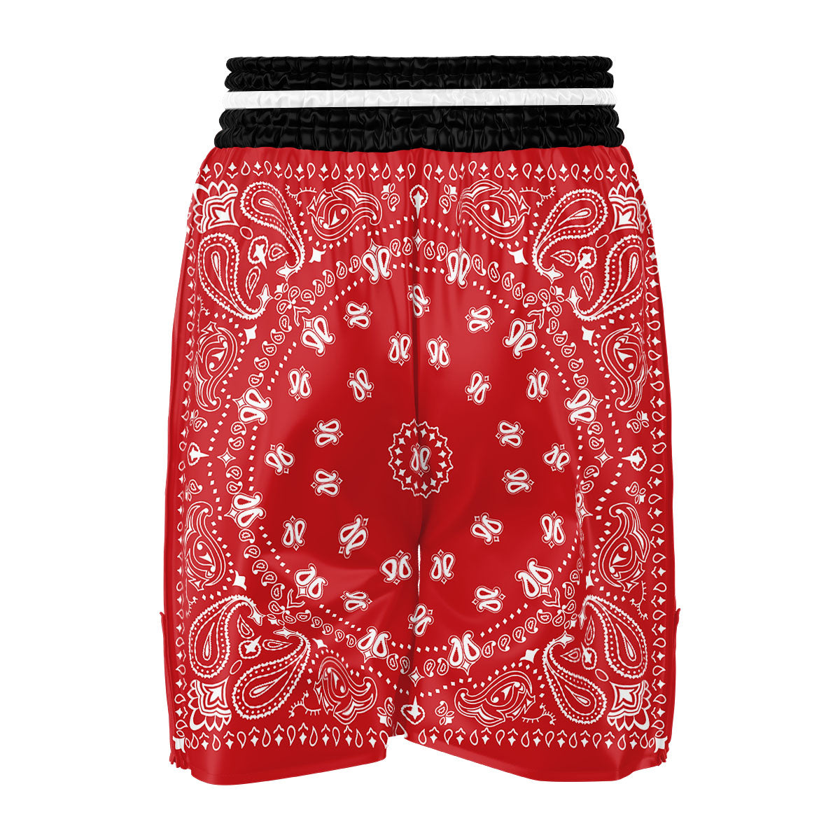 Bandana Red Paisley Print Boxing Shorts-grizzshop