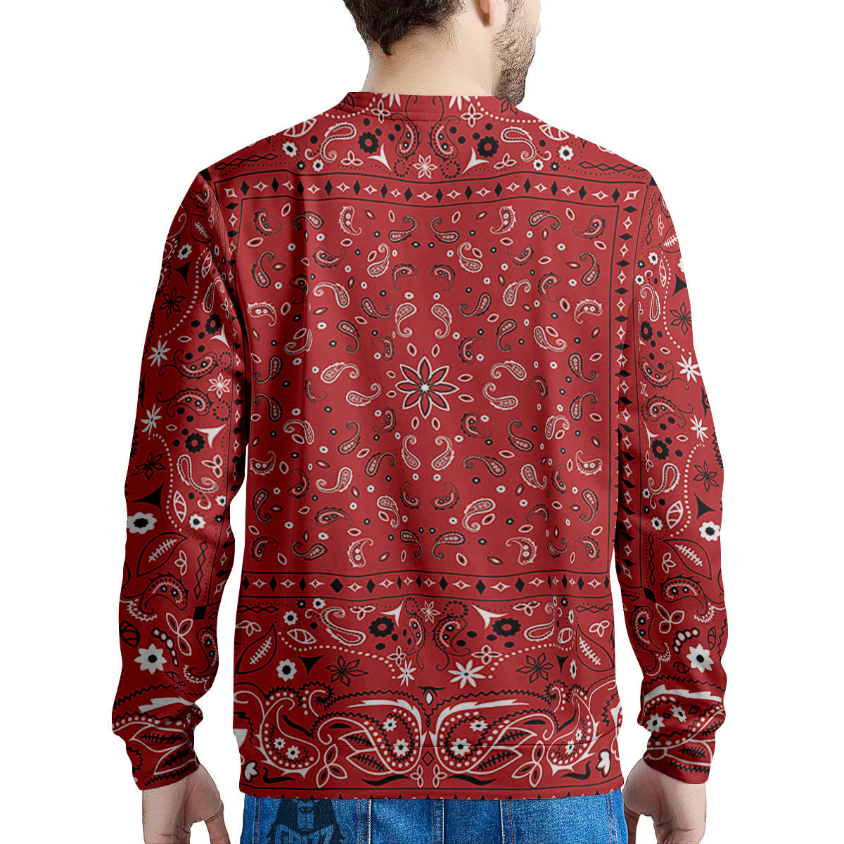 Bandana Red Paisley Print Pattern Men's Sweatshirt-grizzshop