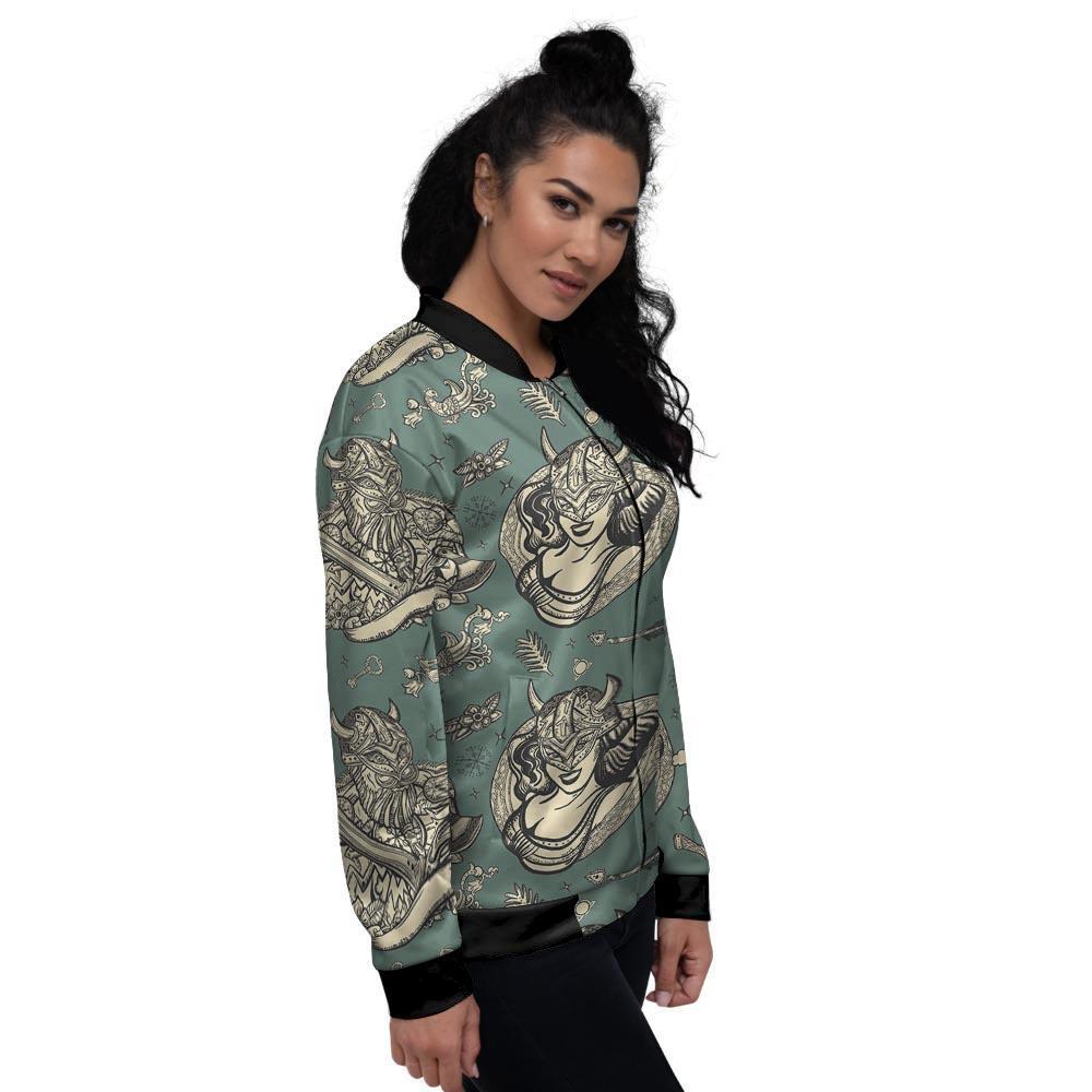 Barbarian Warrior Viking Norse Women's Bomber Jacket-grizzshop