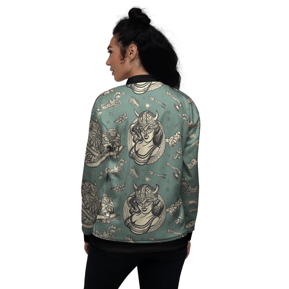 Barbarian Warrior Viking Norse Women's Bomber Jacket-grizzshop