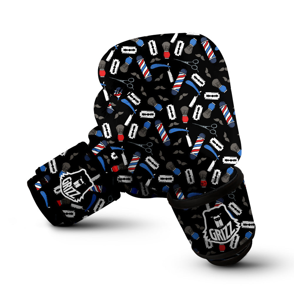 Barber Equipment Print Pattern Boxing Gloves-grizzshop