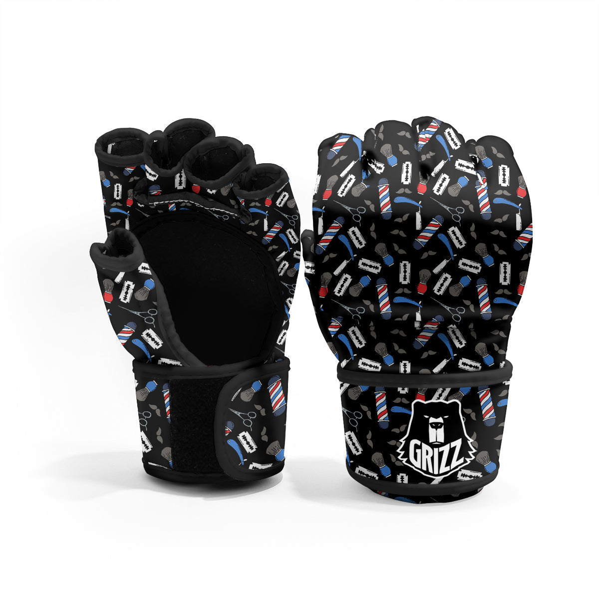 Barber Equipment Print Pattern MMA Gloves-grizzshop