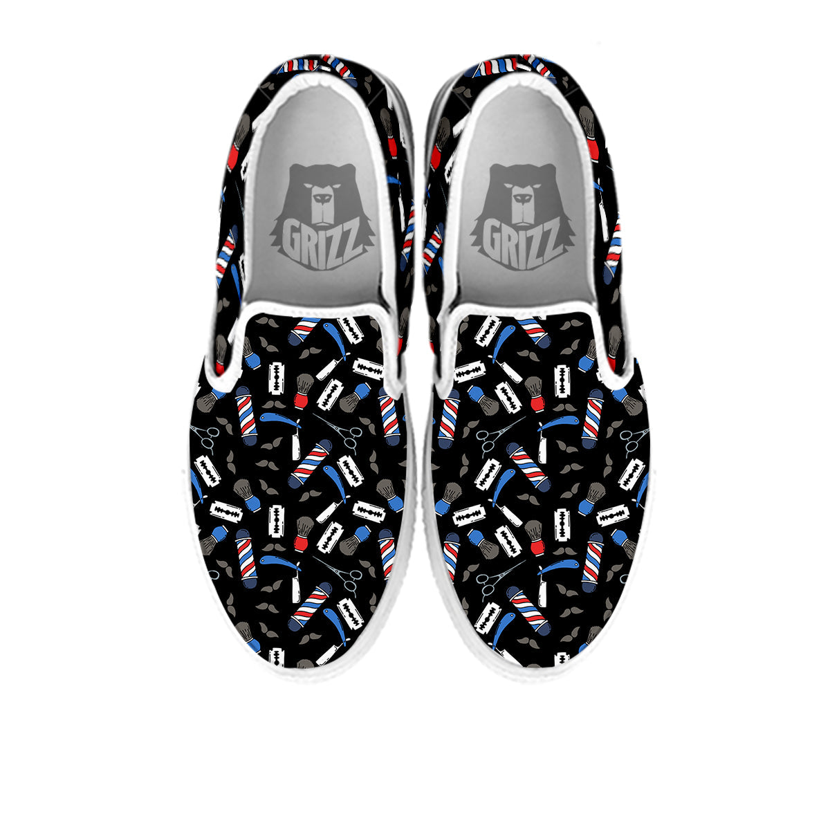 Barber Equipment Print Pattern White Slip On Shoes-grizzshop