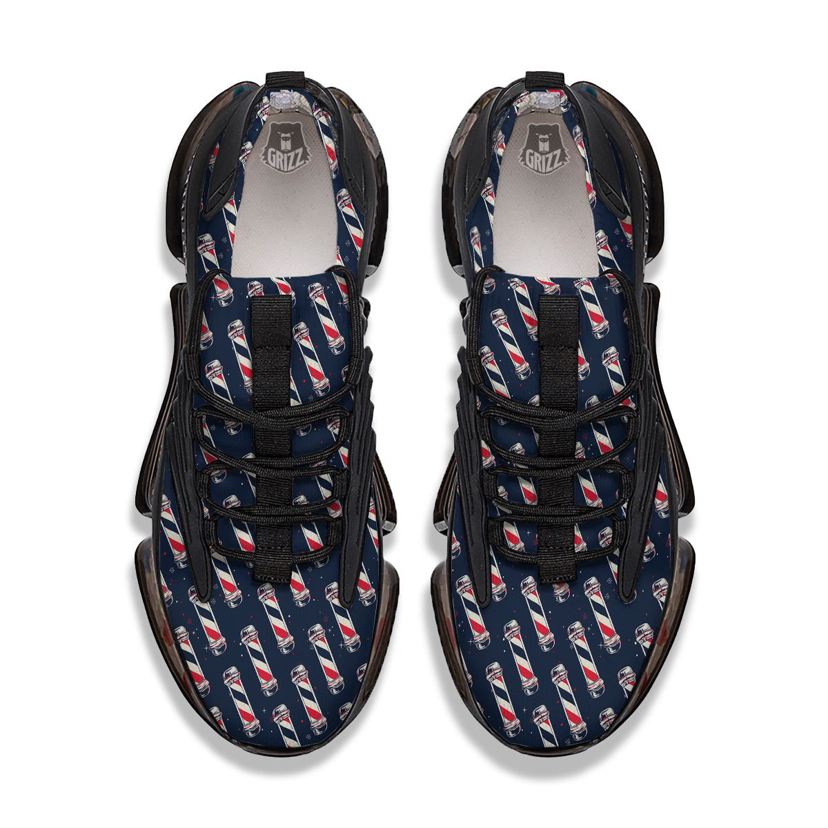 Barber Pole Print Pattern Black Gym Shoes-grizzshop