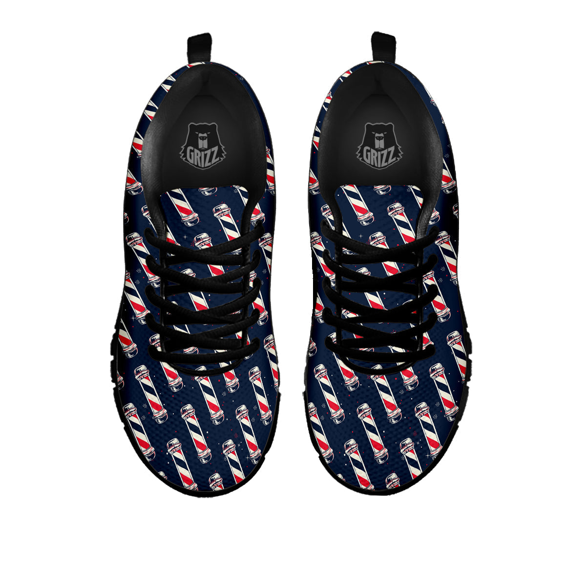 Barber Pole Print Pattern Black Sneaker-grizzshop