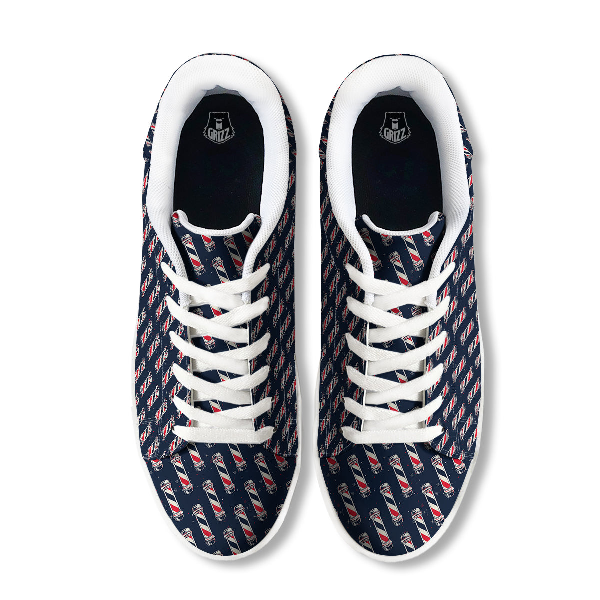 Barber Pole Print Pattern White Low Top Sneakers-grizzshop