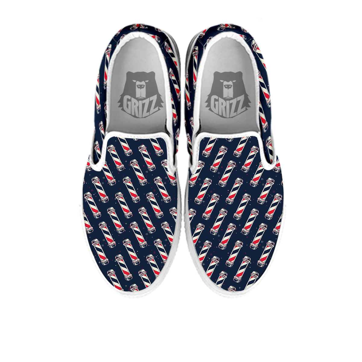 Barber Pole Print Pattern White Slip On Shoes-grizzshop