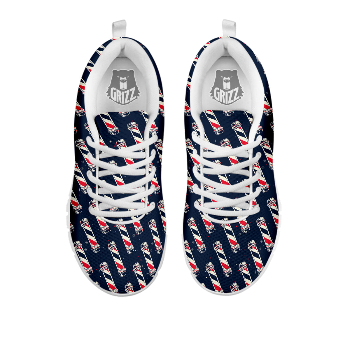 Barber Pole Print Pattern White Sneaker-grizzshop