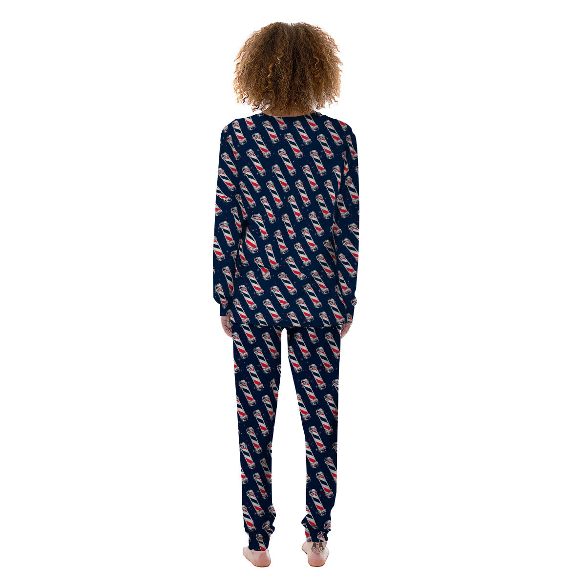 Barber Pole Print Pattern Women's Pajamas-grizzshop