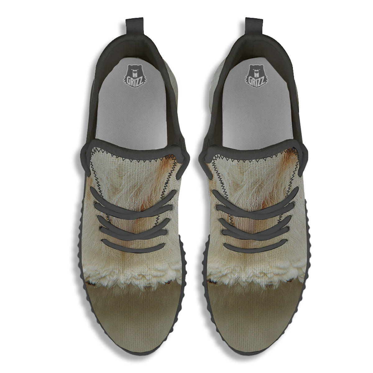 Barn Owl Print Black Walking Shoes-grizzshop