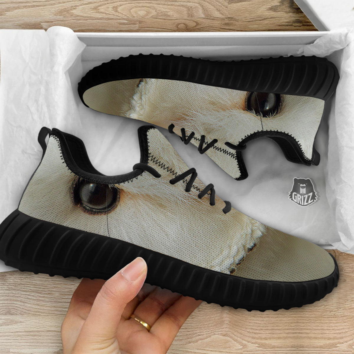 Barn Owl Print Black Walking Shoes-grizzshop