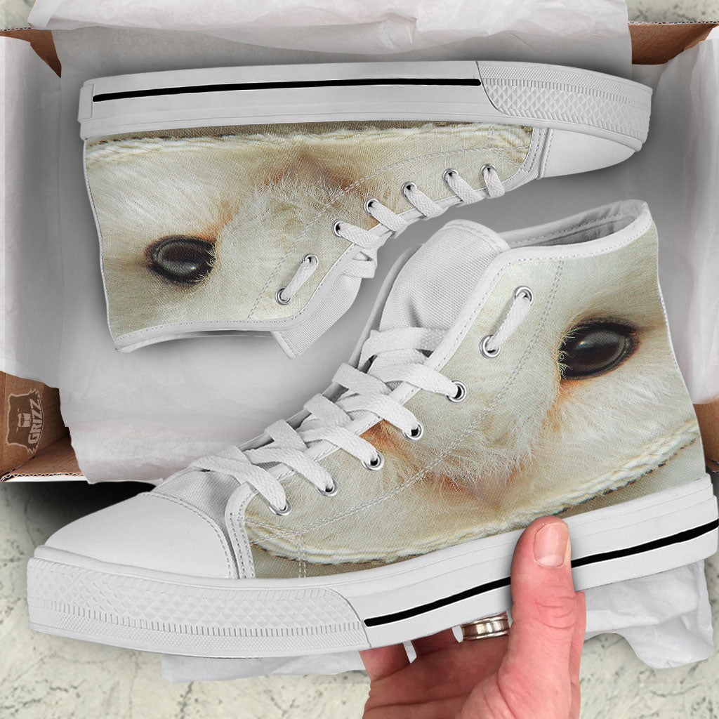 Barn Owl Print White High Top Shoes-grizzshop