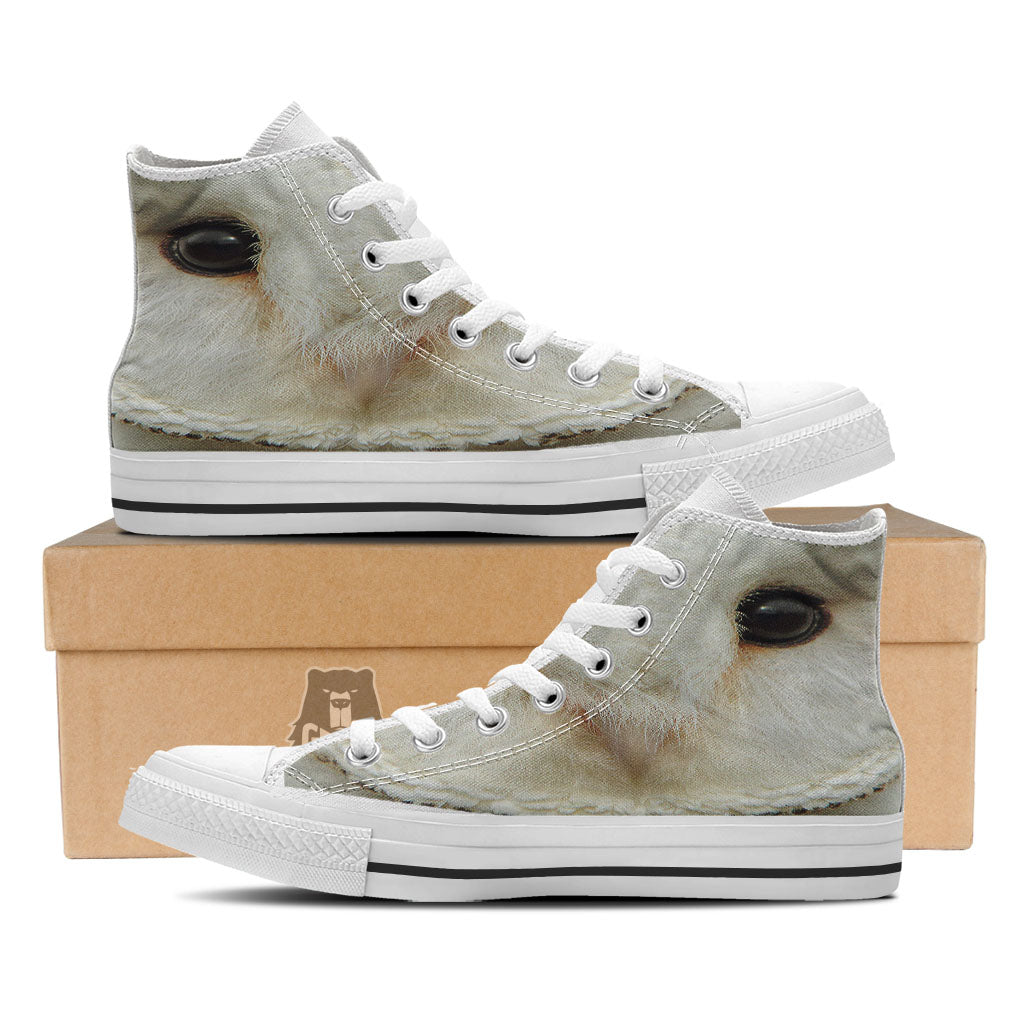 Barn Owl Print White High Top Shoes-grizzshop