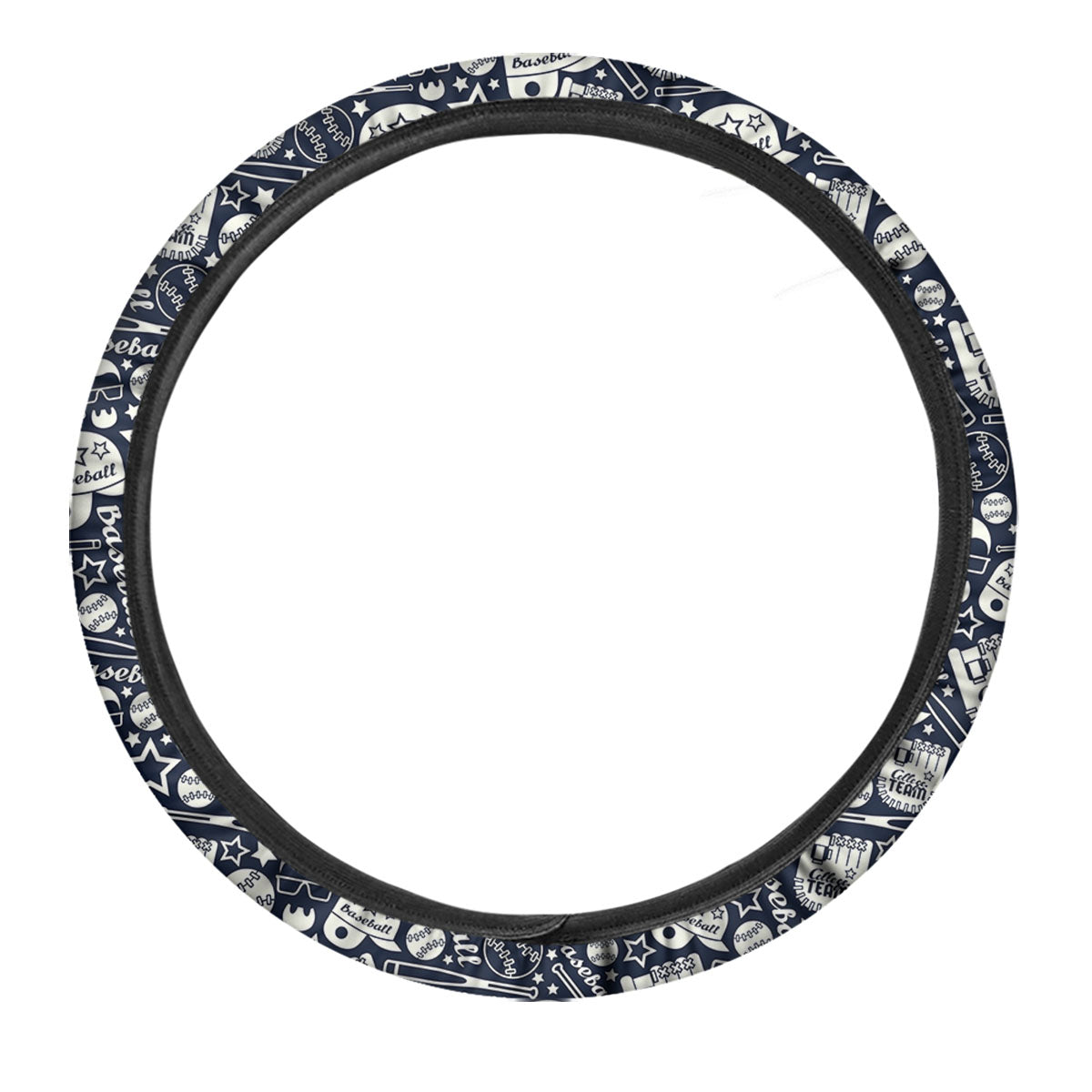 Baseball Black Print Pattern Car Steering Wheel Cover-grizzshop