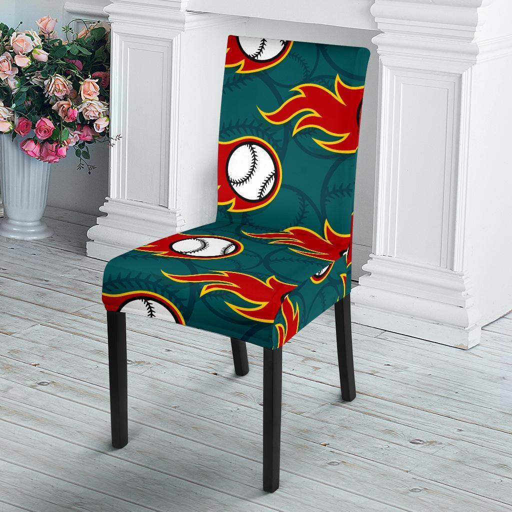 Baseball Fire Pattern Print Chair Cover-grizzshop