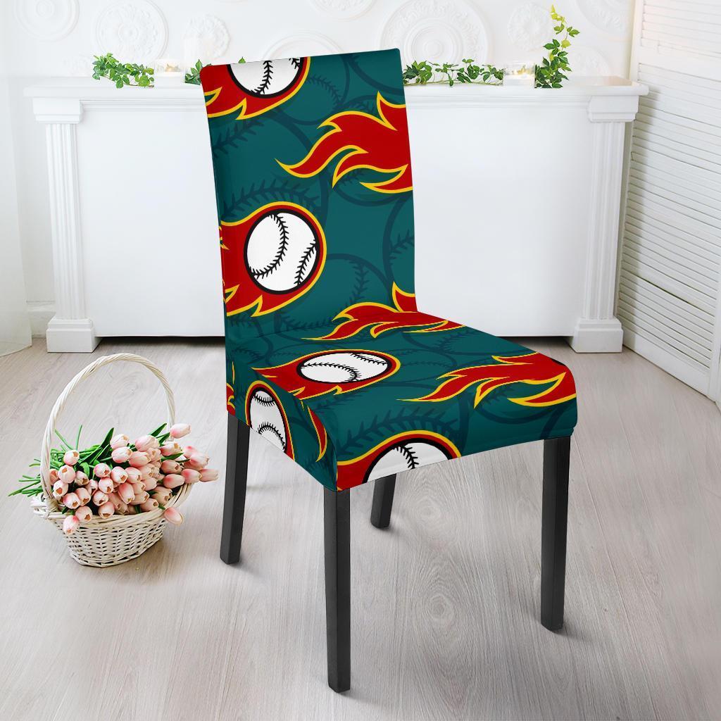 Baseball Fire Pattern Print Chair Cover-grizzshop