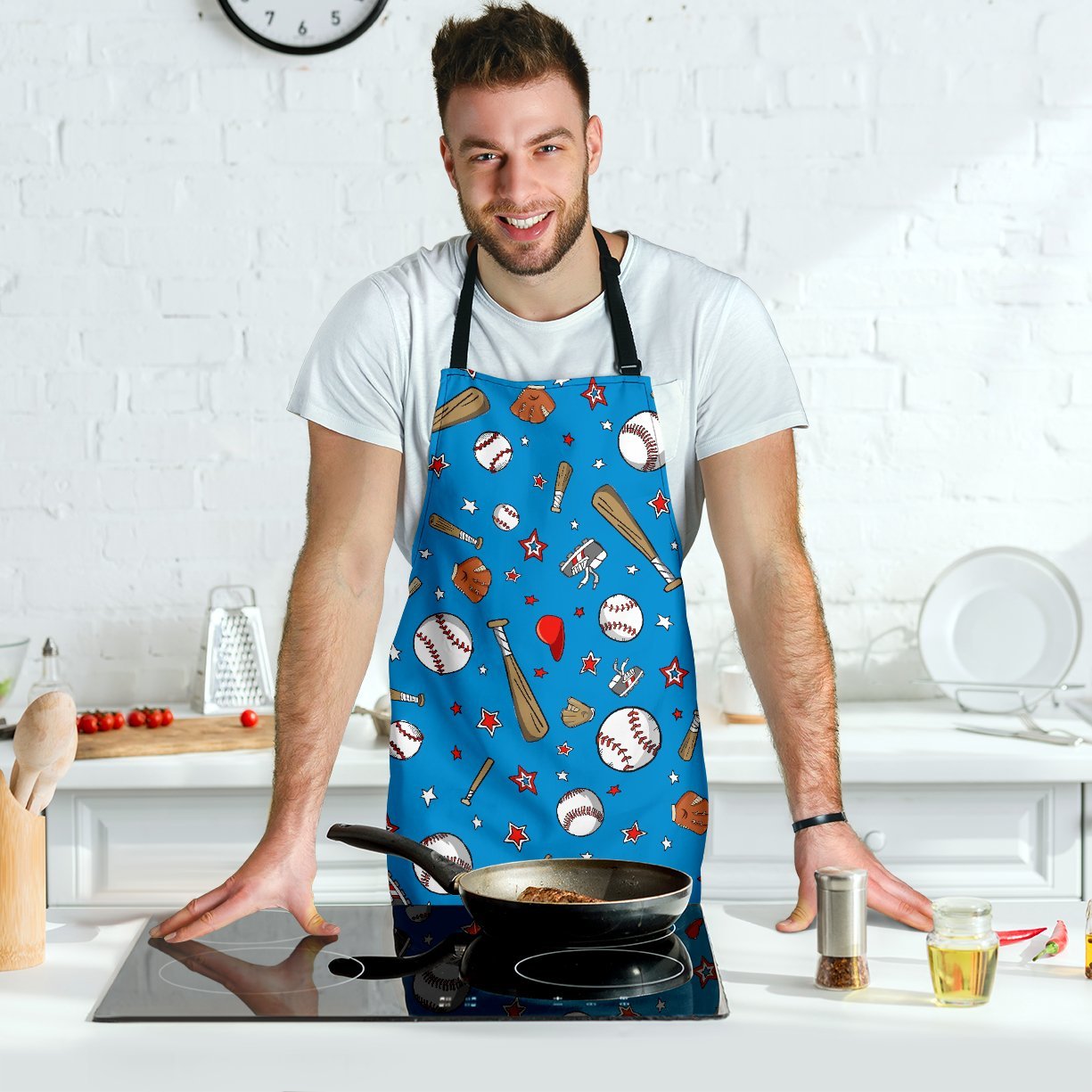 Baseball Pattern Print Men's Apron-grizzshop