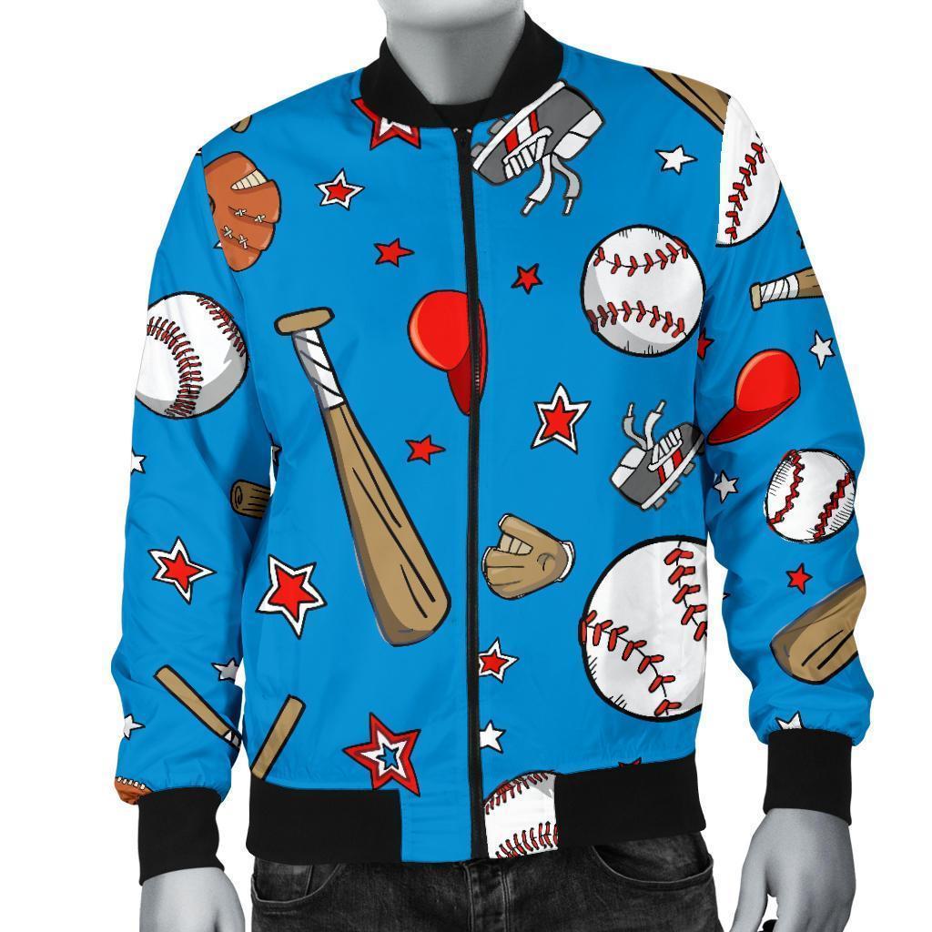 Baseball Pattern Print Men's Bomber Jacket-grizzshop